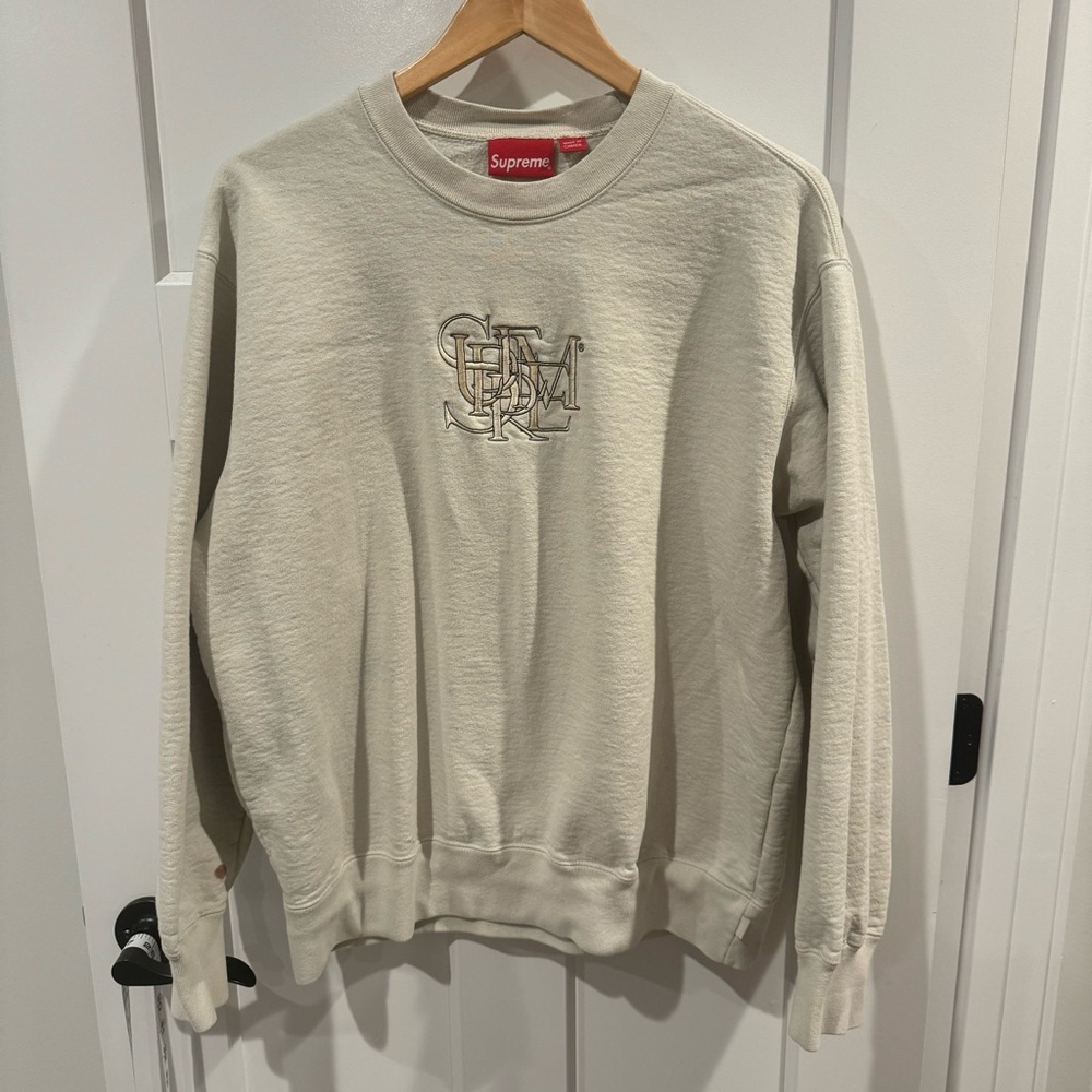 Supreme Overlap Crewneck - cream. Mens size medium